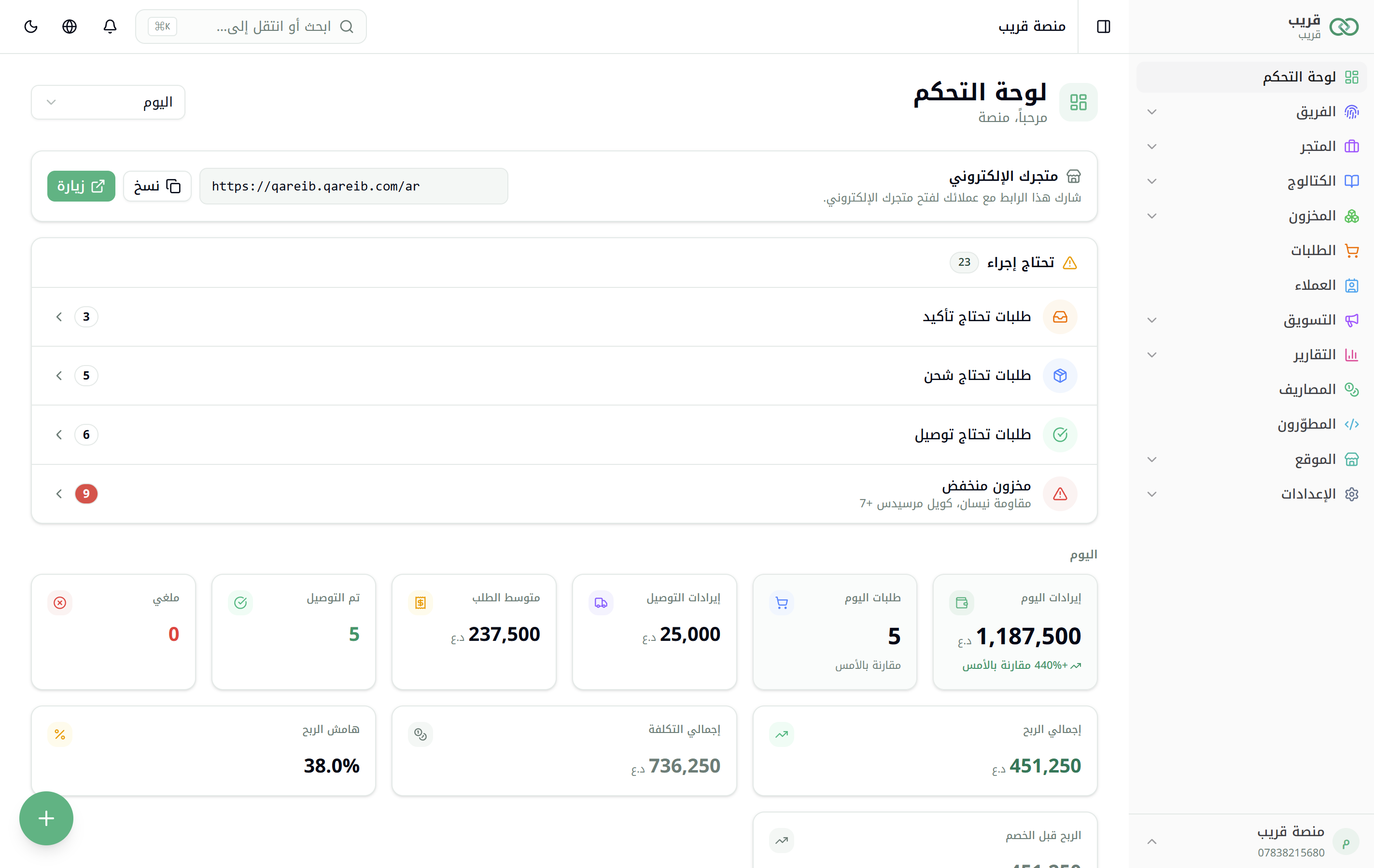 لوحة التحكم